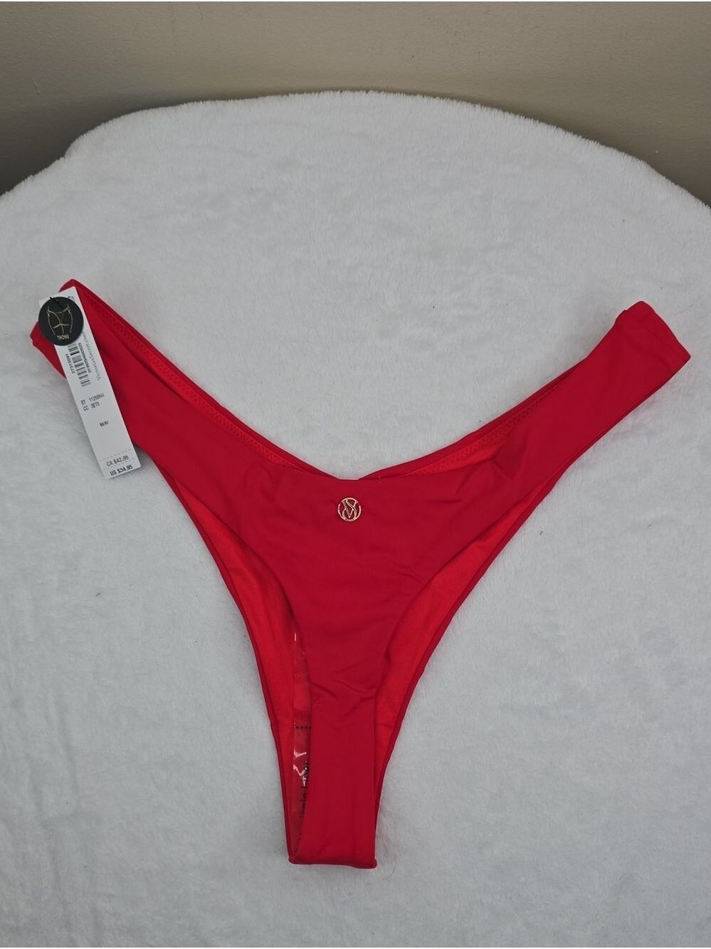 Victoria's Secret Swim Cinched Thong Bikini Bottom Red Pepper Sz Med NWT - Picture 3 of 6